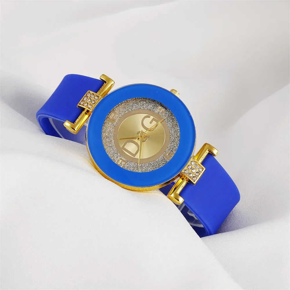 Fashion Ladies Simple Large Dial Quartz Watch Casual Sport Black White Silicone Women's Clock versatile dress Gift Watches