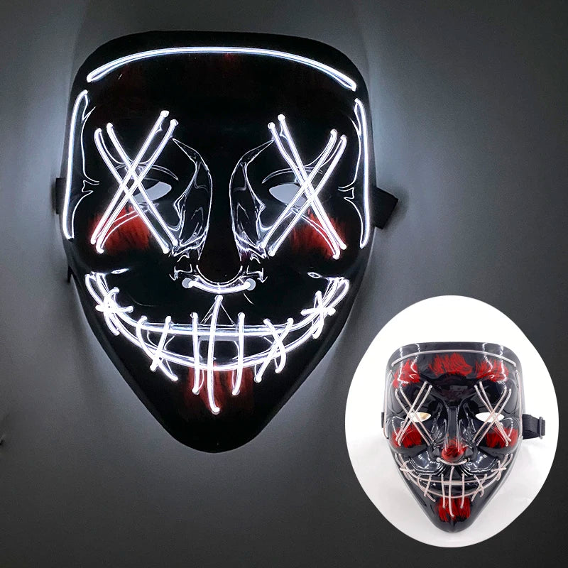 Wireless LED Purge Mask Halloween Horror Party Carnival Cosplay Costume Props Halloween Purge Masks 10 Colors LED Mask Men Women