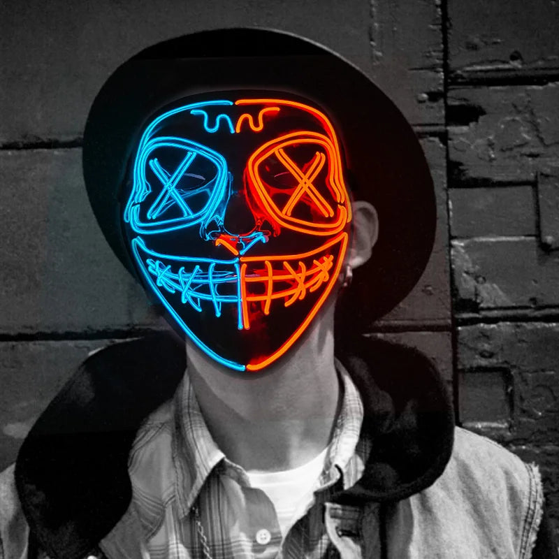 Wireless LED Purge Mask Halloween Horror Party Carnival Cosplay Costume Props Halloween Purge Masks 10 Colors LED Mask Men Women