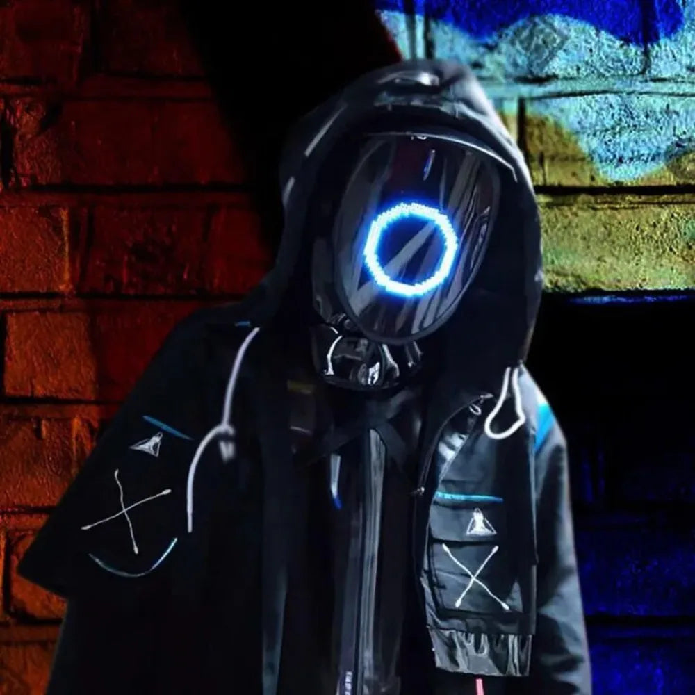 Bluetooth App Controlled LED Mask Gesture Sensor Programmable Light Up Face Changing Cyberpunk Halloween Cosplay Party Rave