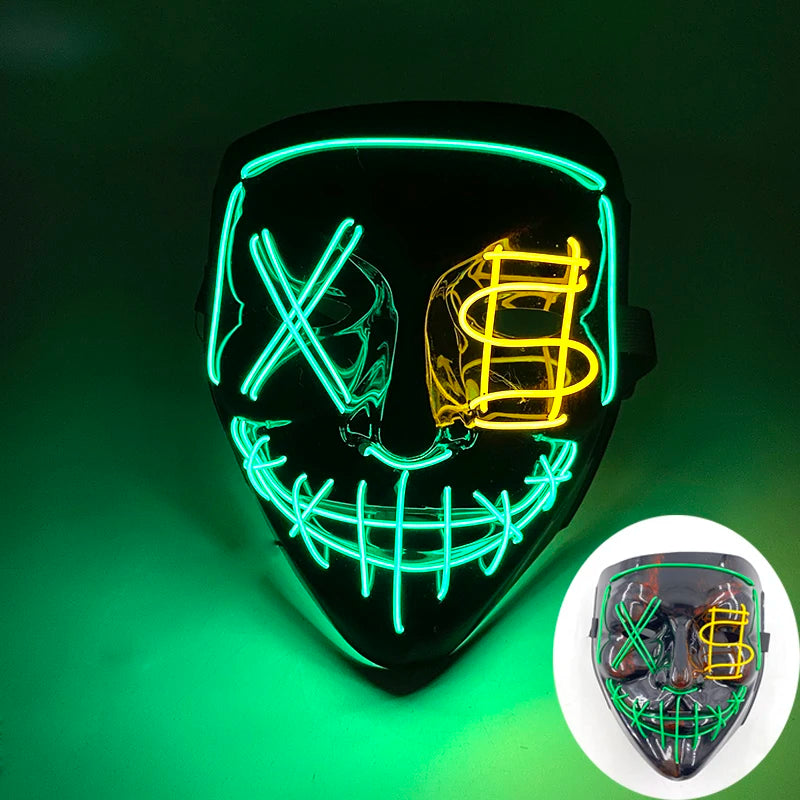 Wireless LED Purge Mask Halloween Horror Party Carnival Cosplay Costume Props Halloween Purge Masks 10 Colors LED Mask Men Women
