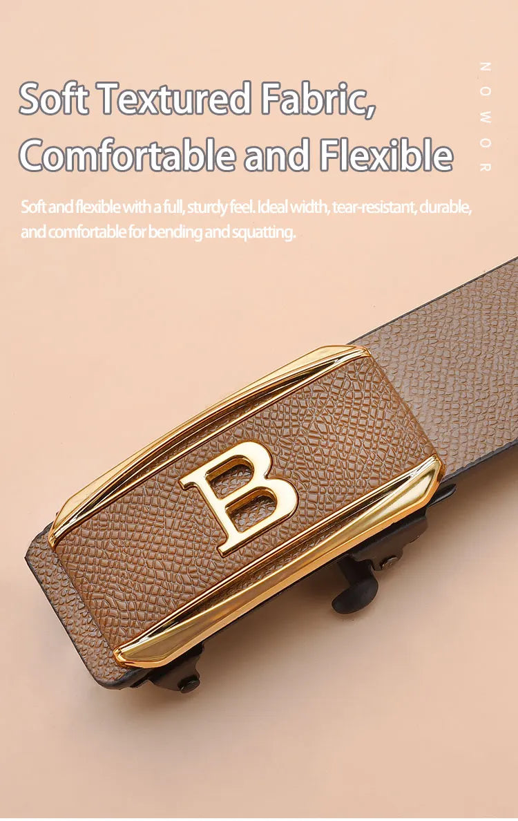 The new buckle toothless automatic buckle belt men's casual style business all-match waist belt personality youth trendy pants