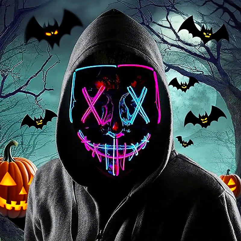 Wireless LED Purge Mask Halloween Horror Party Carnival Cosplay Costume Props Halloween Purge Masks 10 Colors LED Mask Men Women