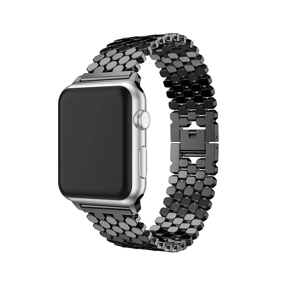 Stainless steel strap for Apple watch band 45mm 44mm 40mm 49mm 41mm Fish-scale Metal Link bracelet iWatch Series 9 8 se ultra 2