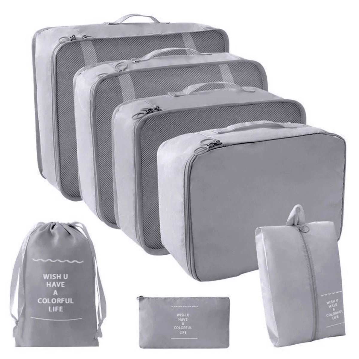 7 Pcs/Set Travel Organizer Storage Bags Suitcase Packing Cubes Set Cases Portable Luggage Clothes Shoe Tidy Pouch Folding.-zmt