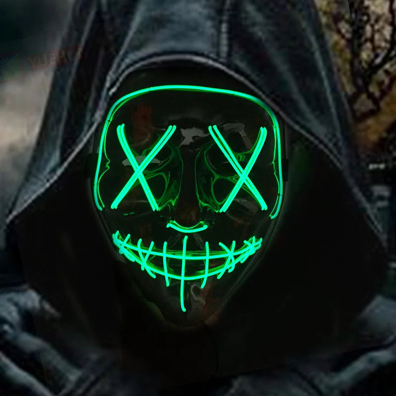 Wireless LED Purge Mask Halloween Horror Party Carnival Cosplay Costume Props Halloween Purge Masks 10 Colors LED Mask Men Women