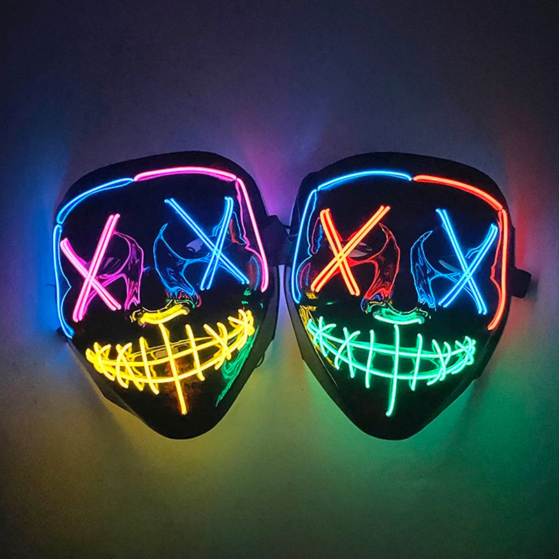 Wireless LED Purge Mask Halloween Horror Party Carnival Cosplay Costume Props Halloween Purge Masks 10 Colors LED Mask Men Women
