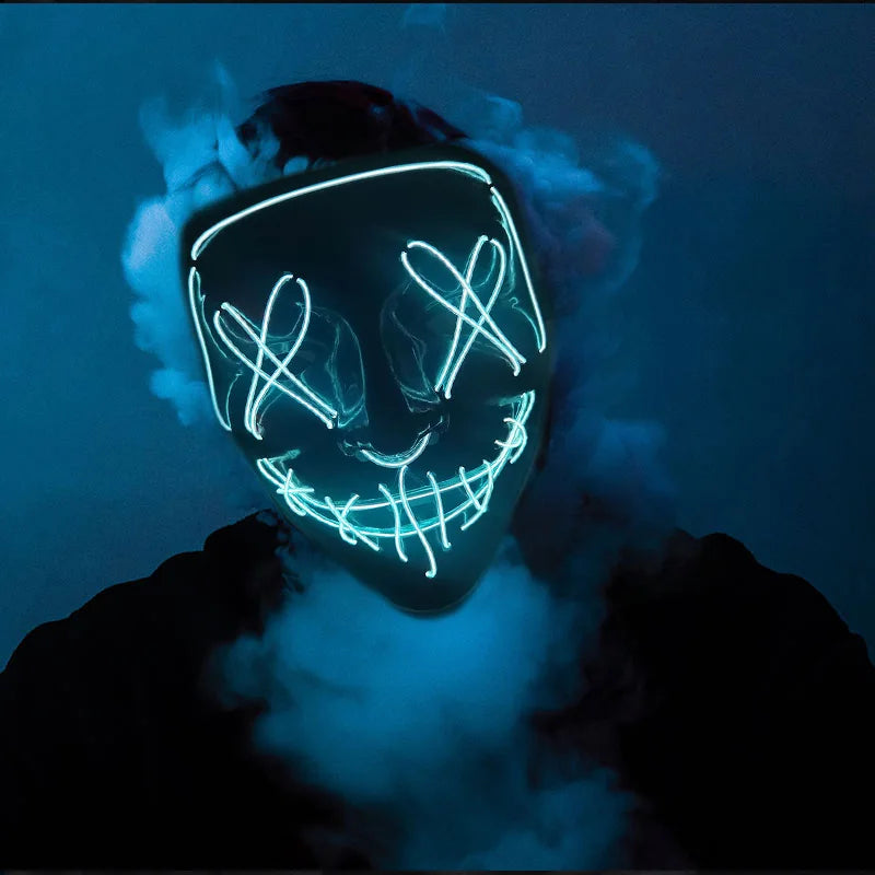 Wireless LED Purge Mask Halloween Horror Party Carnival Cosplay Costume Props Halloween Purge Masks 10 Colors LED Mask Men Women