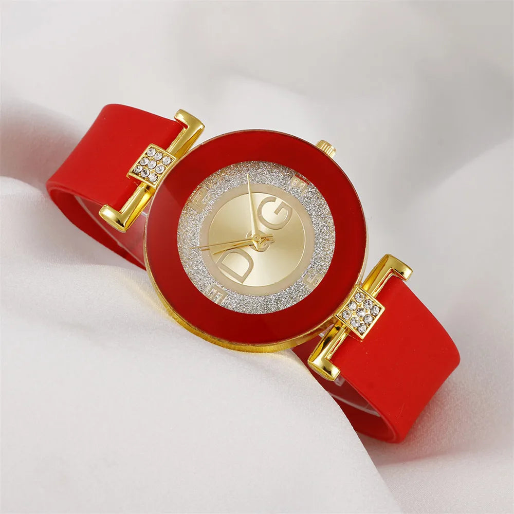 Fashion Ladies Simple Large Dial Quartz Watch Casual Sport Black White Silicone Women's Clock versatile dress Gift Watches
