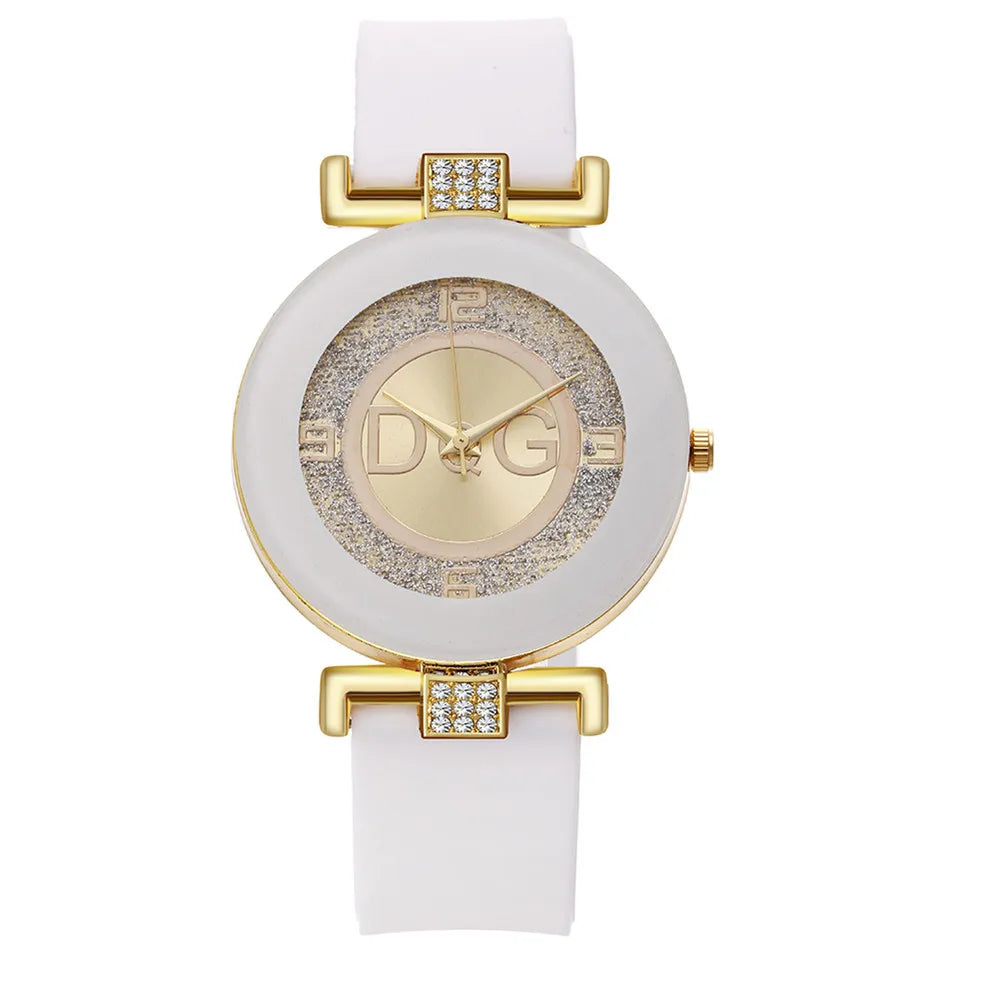 Fashion Ladies Simple Large Dial Quartz Watch Casual Sport Black White Silicone Women's Clock versatile dress Gift Watches