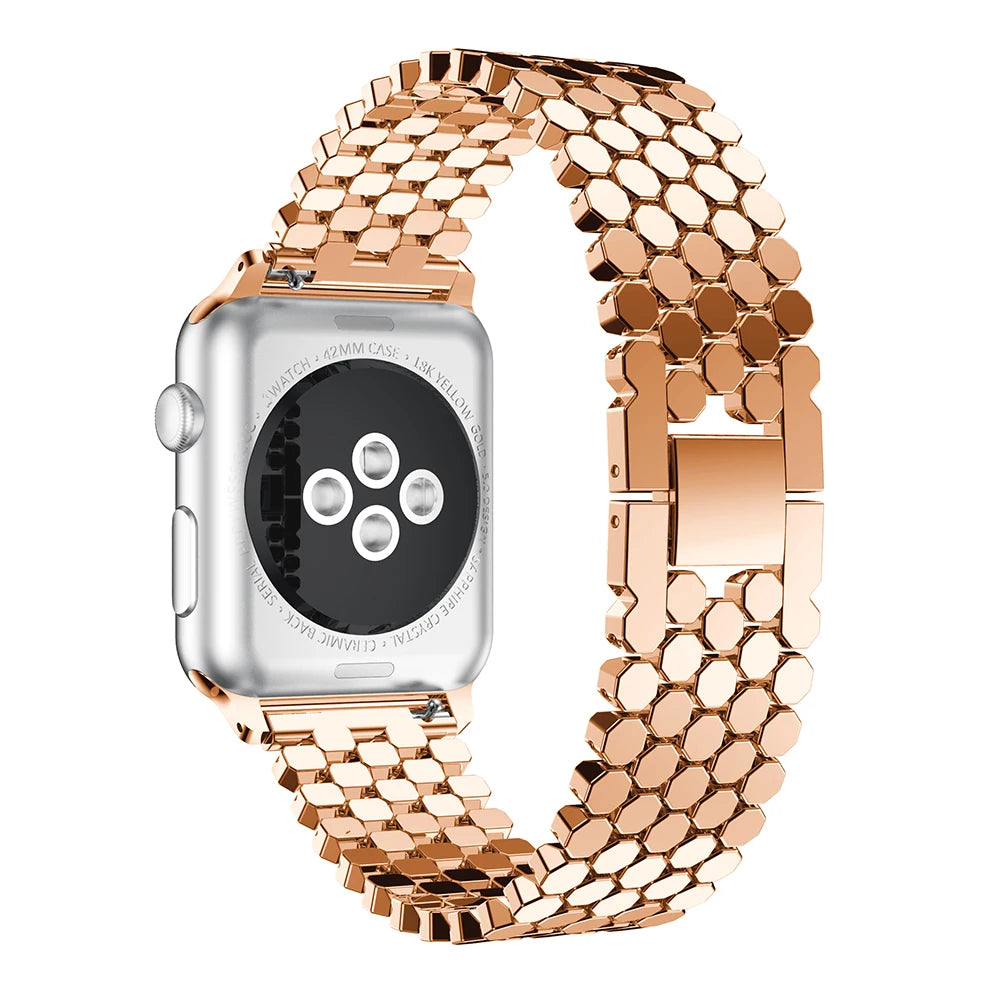 Stainless steel strap for Apple watch band 45mm 44mm 40mm 49mm 41mm Fish-scale Metal Link bracelet iWatch Series 9 8 se ultra 2
