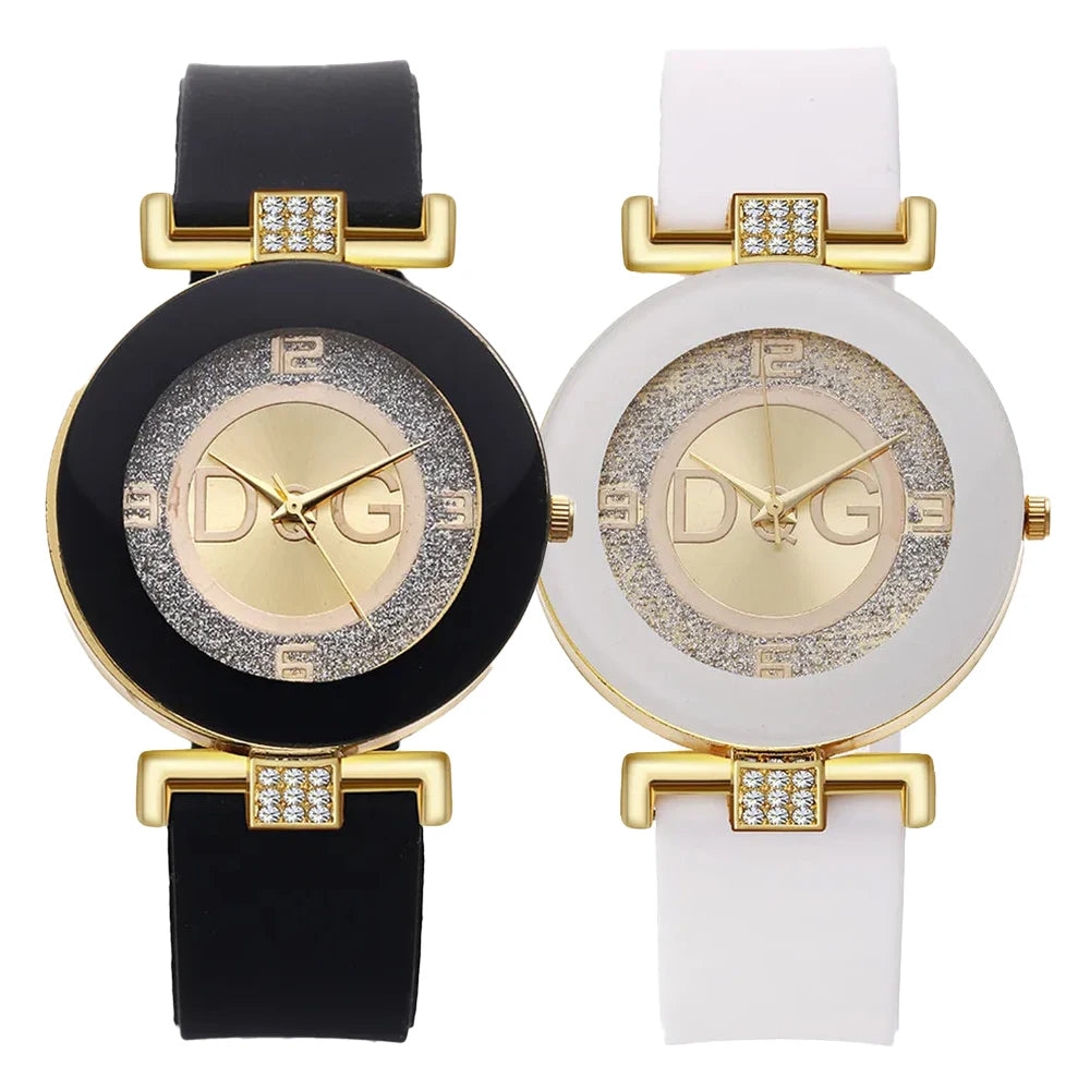 Fashion Ladies Simple Large Dial Quartz Watch Casual Sport Black White Silicone Women's Clock versatile dress Gift Watches