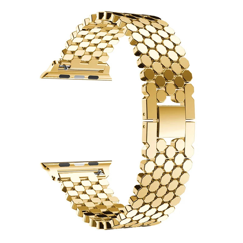 Stainless steel strap for Apple watch band 45mm 44mm 40mm 49mm 41mm Fish-scale Metal Link bracelet iWatch Series 9 8 se ultra 2