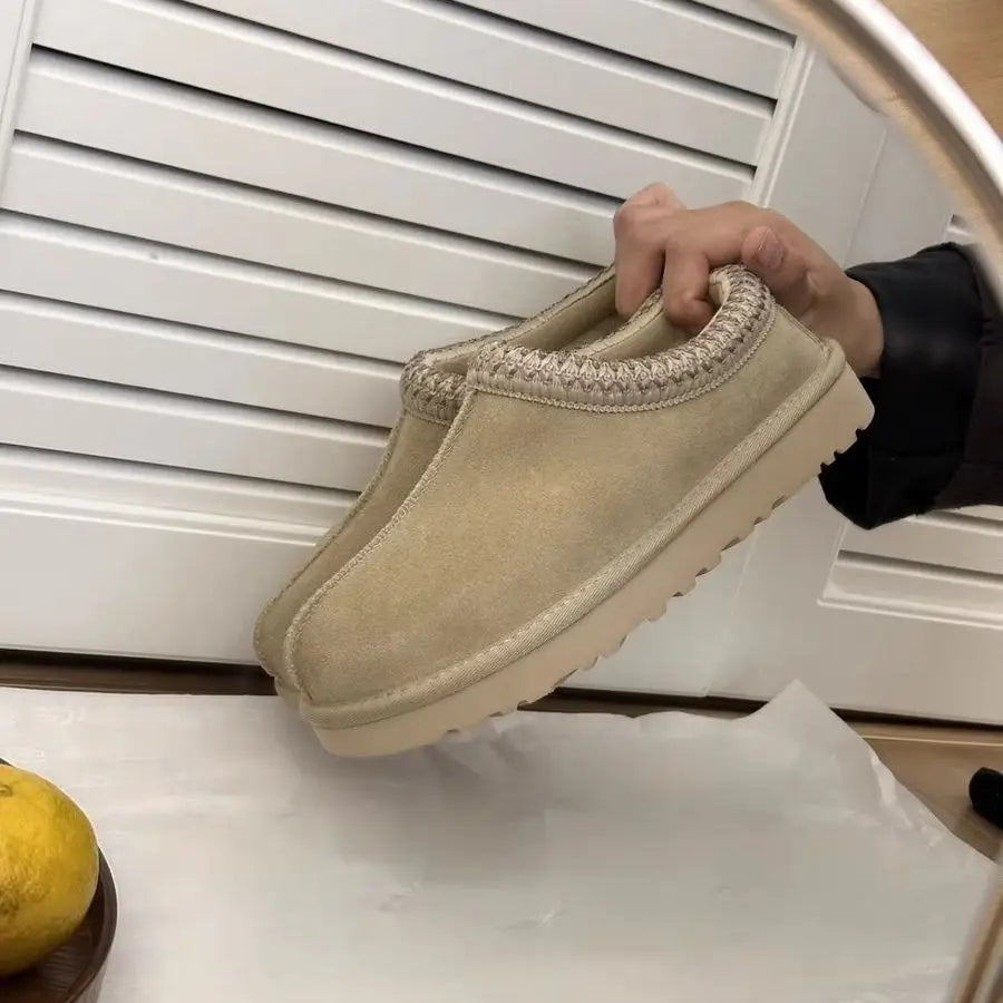 2026 New Winter Men Women Suede Slippers Genuine Leather Tasman Fur Slippers Tazz Shoes Ultra Mini Low-top Warm Boot Short Plush