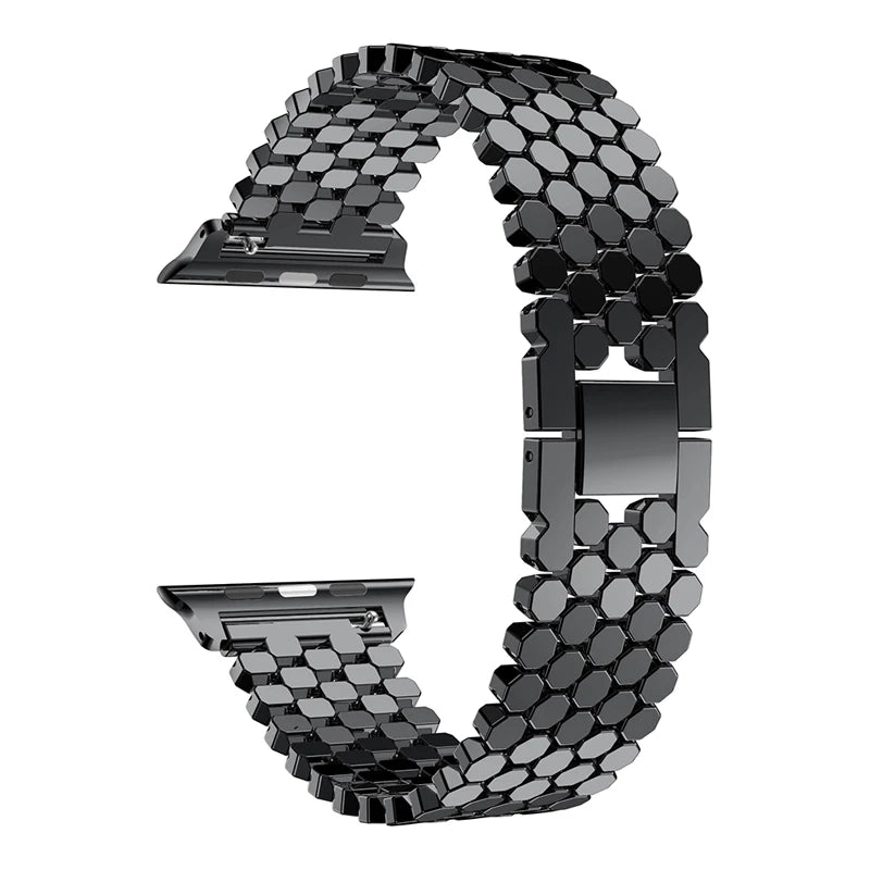 Stainless steel strap for Apple watch band 45mm 44mm 40mm 49mm 41mm Fish-scale Metal Link bracelet iWatch Series 9 8 se ultra 2