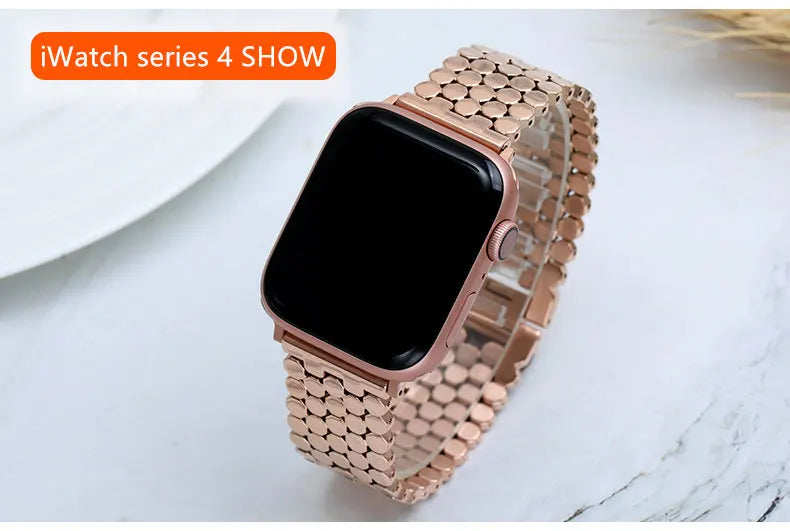 Stainless steel strap for Apple watch band 45mm 44mm 40mm 49mm 41mm Fish-scale Metal Link bracelet iWatch Series 9 8 se ultra 2