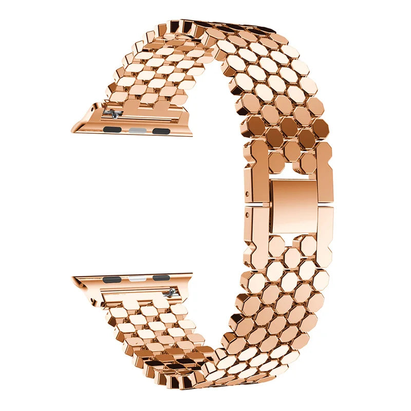 Stainless steel strap for Apple watch band 45mm 44mm 40mm 49mm 41mm Fish-scale Metal Link bracelet iWatch Series 9 8 se ultra 2