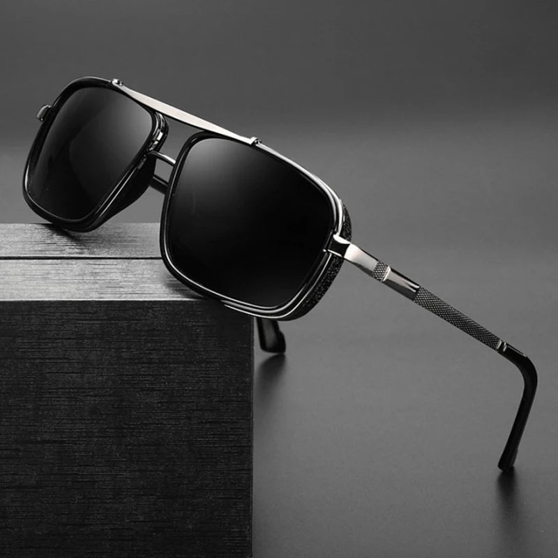 Luxury Rectangle Men's Sunglasses Retro Metal Steam Punk Sun Glasses Male Classic Outdoor Driving Shades Summer Glasses