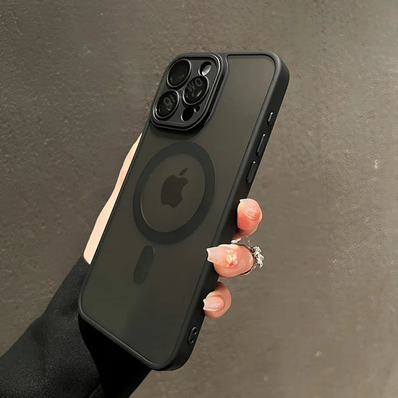 Luxury Matte Armor For Magsafe Magnetic Wireless Charging Case For iPhone 11 12 13 14 15 16 17 Air Pro Max Plus Shockproof Cover