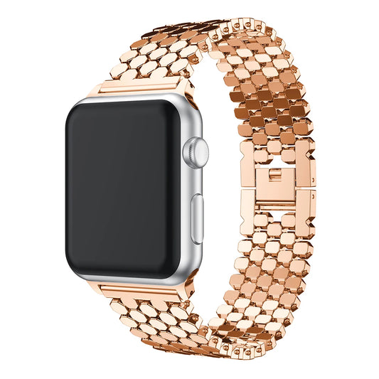Stainless steel strap for Apple watch band 45mm 44mm 40mm 49mm 41mm Fish-scale Metal Link bracelet iWatch Series 9 8 se ultra 2